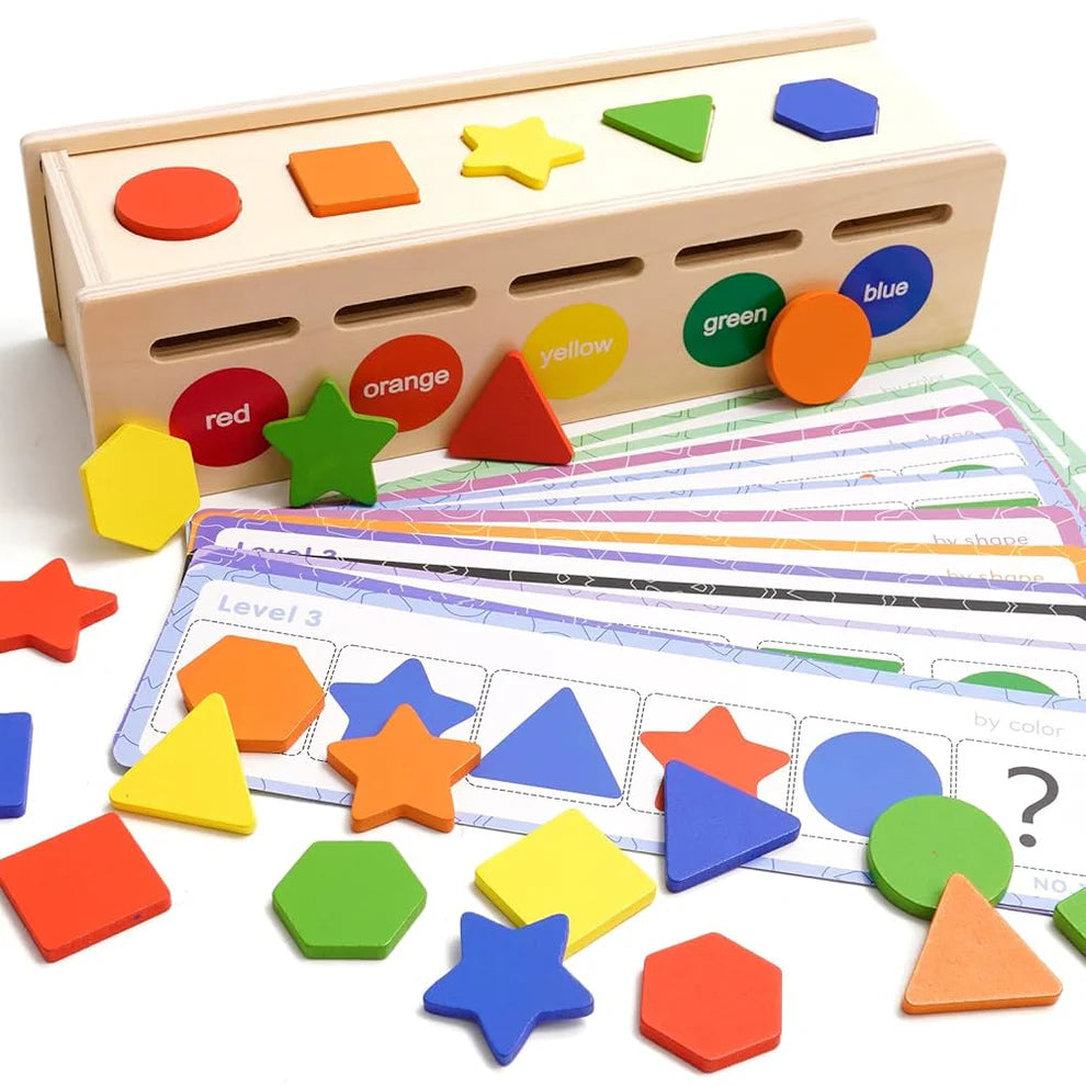 Wooden Shape Sorter Toy for Children, Stacking & Color Sorting Educational Blocks